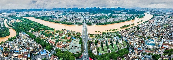 桂林市区洪灾航拍实景